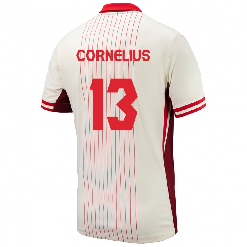 Enfant Maillot Canada Derek Cornelius #13 Blanc Tenues Extérieur 24-26 T-Shirt Suisse