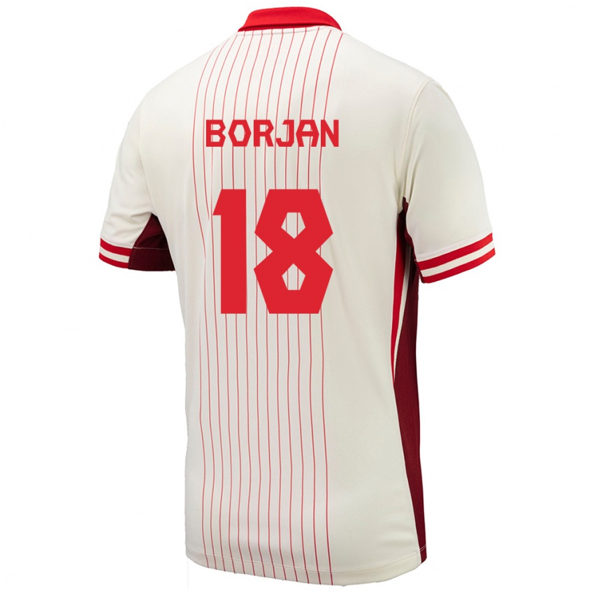 Enfant Maillot Canada Milan Borjan #18 Blanc Tenues Extérieur 24-26 T-Shirt Suisse