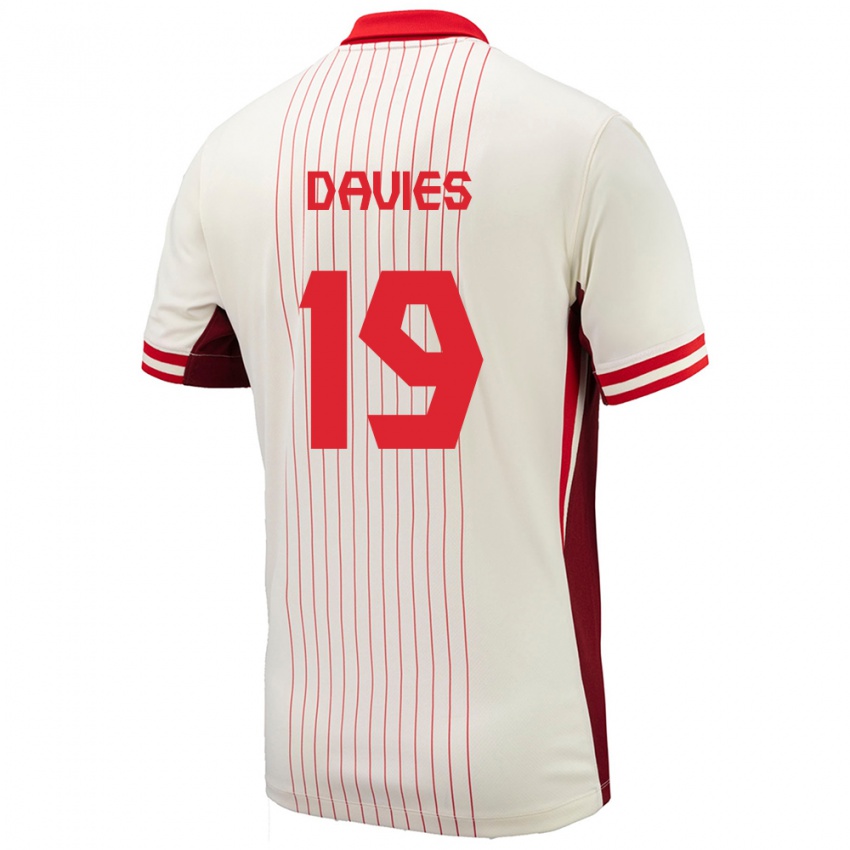 Kinder Kanada Alphonso Davies #19 Weiß Auswärtstrikot Trikot 24-26 T-Shirt Schweiz