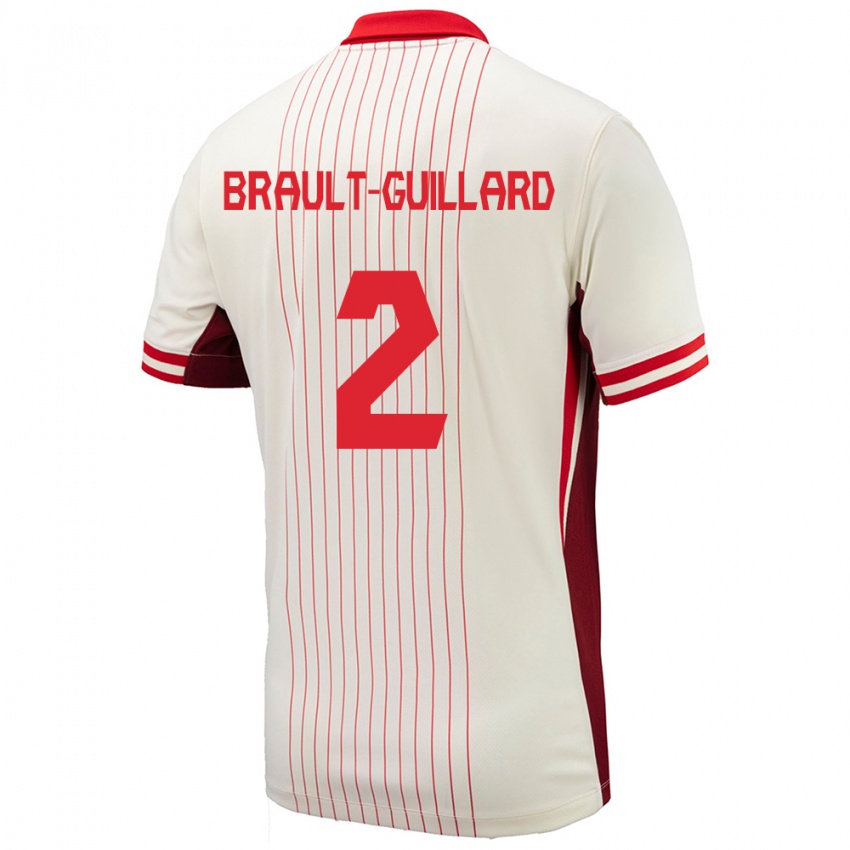 Kinder Kanada Zachary Brault-Guillard #2 Weiß Auswärtstrikot Trikot 24-26 T-Shirt Schweiz