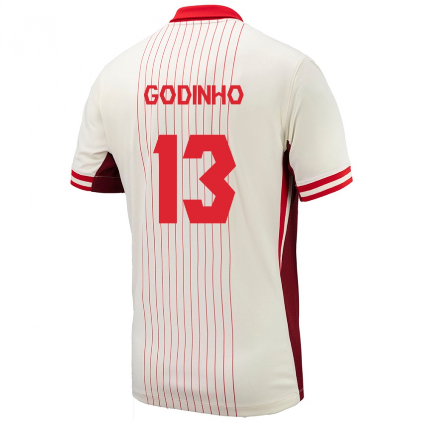 Kinder Kanada Marcus Godinho #13 Weiß Auswärtstrikot Trikot 24-26 T-Shirt Schweiz