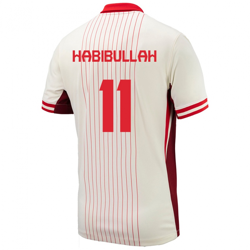 Kinder Kanada Kamron Habibullah #11 Weiß Auswärtstrikot Trikot 24-26 T-Shirt Schweiz