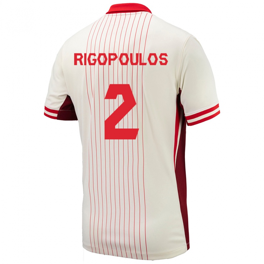 Kinder Kanada Theo Rigopoulos #2 Weiß Auswärtstrikot Trikot 24-26 T-Shirt Schweiz