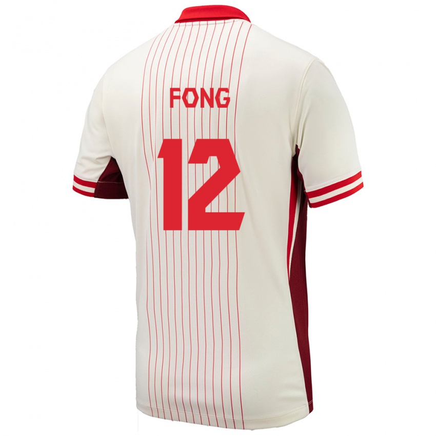 Kinder Kanada Aidan Fong #12 Weiß Auswärtstrikot Trikot 24-26 T-Shirt Schweiz