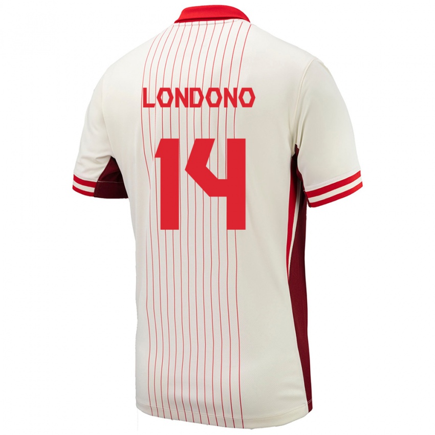 Kinder Kanada Tyler Londono #14 Weiß Auswärtstrikot Trikot 24-26 T-Shirt Schweiz