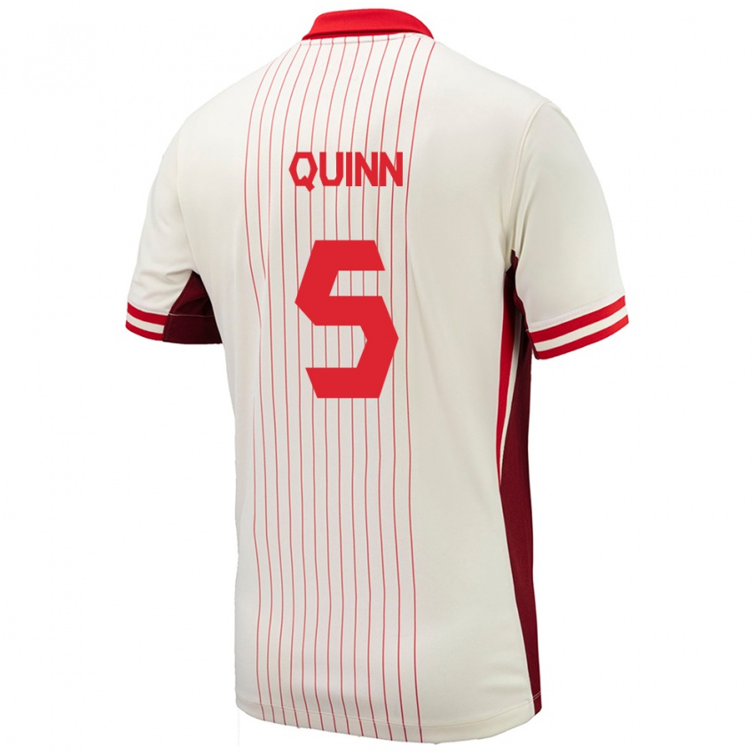 Enfant Maillot Canada Quinn #5 Blanc Tenues Extérieur 24-26 T-Shirt Suisse