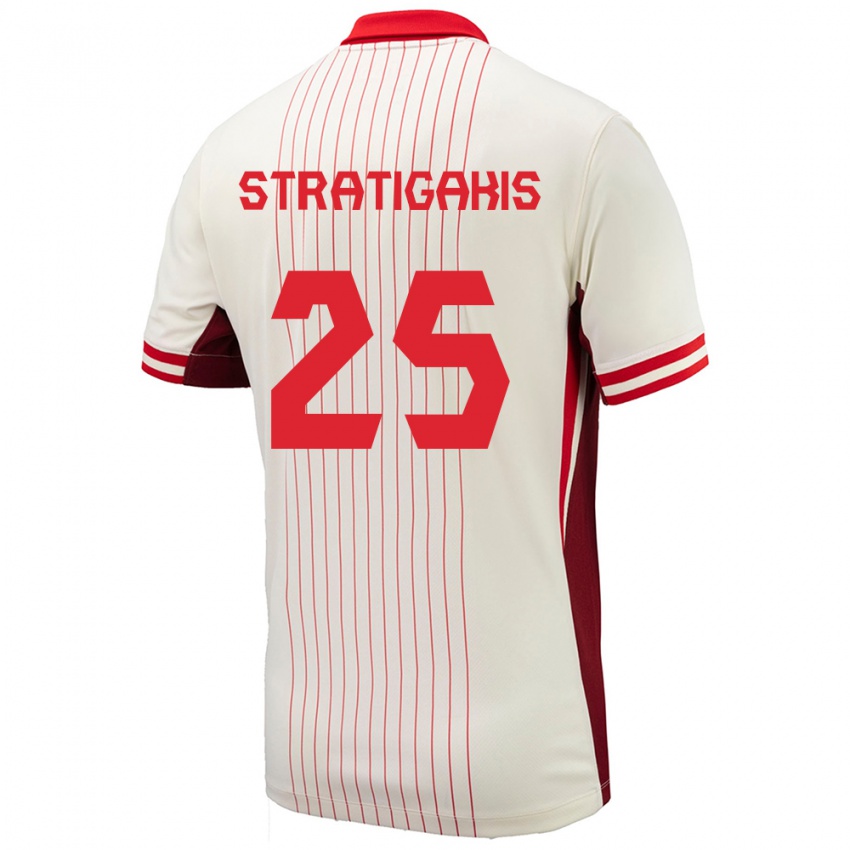 Enfant Maillot Canada Sarah Stratigakis #25 Blanc Tenues Extérieur 24-26 T-Shirt Suisse