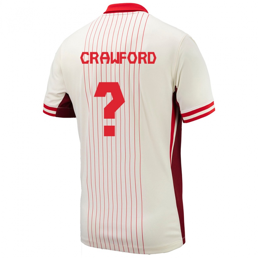 Enfant Maillot Canada Tyler Crawford #0 Blanc Tenues Extérieur 24-26 T-Shirt Suisse