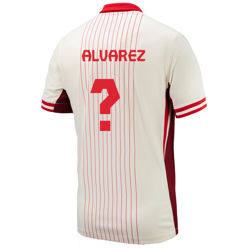 Kinder Kanada Jordan Alvarez #0 Weiß Auswärtstrikot Trikot 24-26 T-Shirt Schweiz