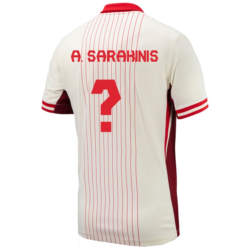 Enfant Maillot Canada Alexander Sarakinis #0 Blanc Tenues Extérieur 24-26 T-Shirt Suisse