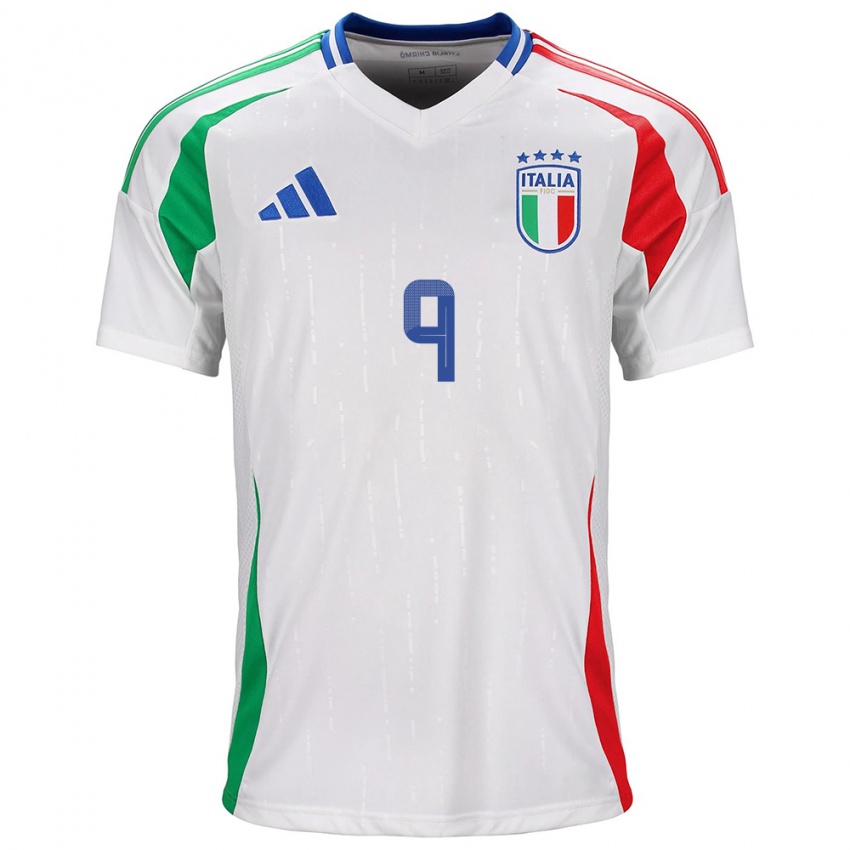 Kinder Italien Gianluca Scamacca #9 Weiß Auswärtstrikot Trikot 24-26 T-Shirt Schweiz