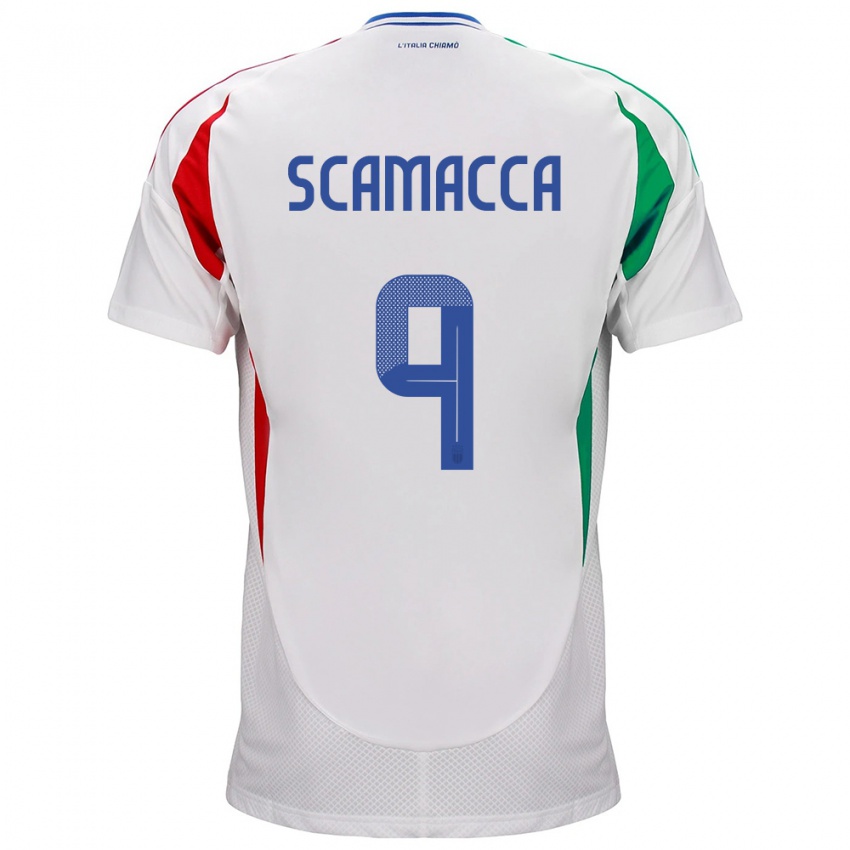 Kinder Italien Gianluca Scamacca #9 Weiß Auswärtstrikot Trikot 24-26 T-Shirt Schweiz