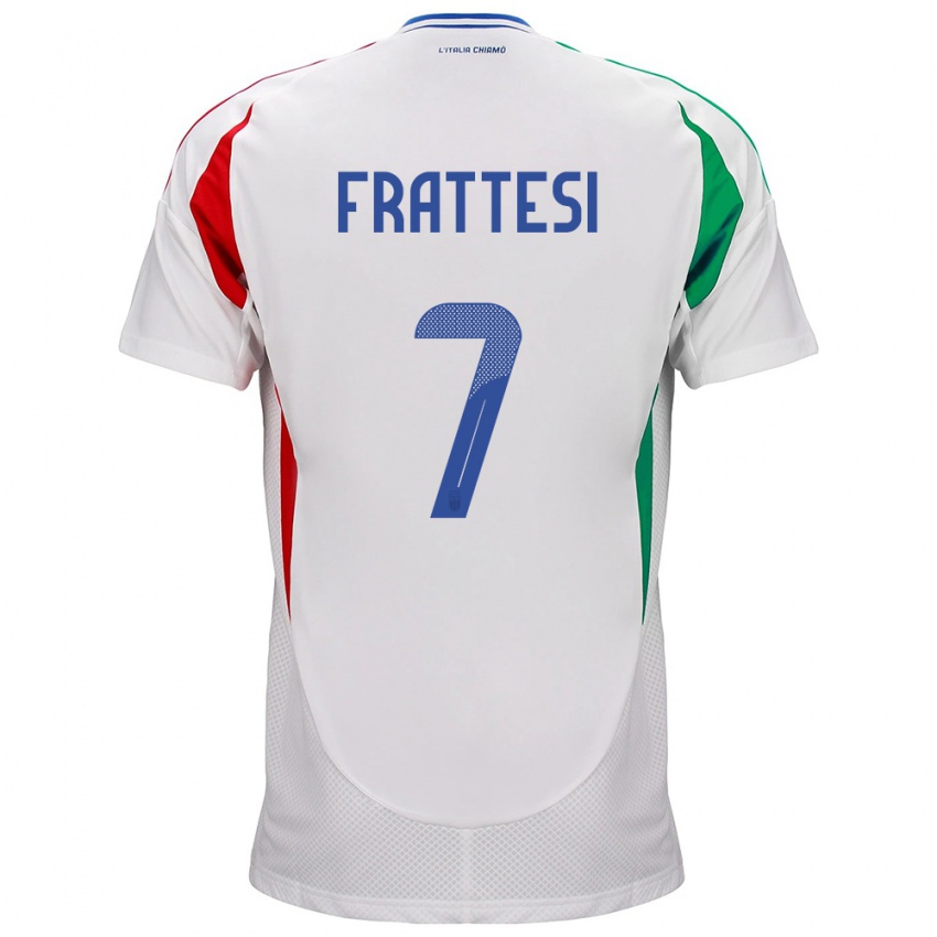 Kinder Italien Davide Frattesi #7 Weiß Auswärtstrikot Trikot 24-26 T-Shirt Schweiz