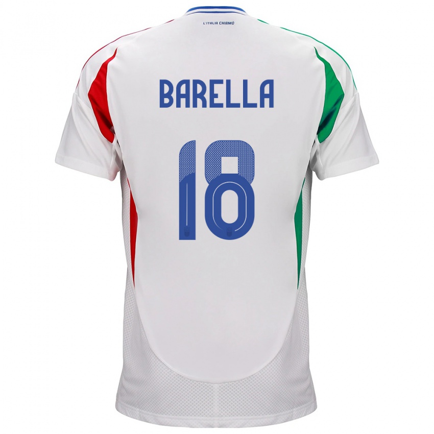 Kinder Italien Nicolò Barella #18 Weiß Auswärtstrikot Trikot 24-26 T-Shirt Schweiz