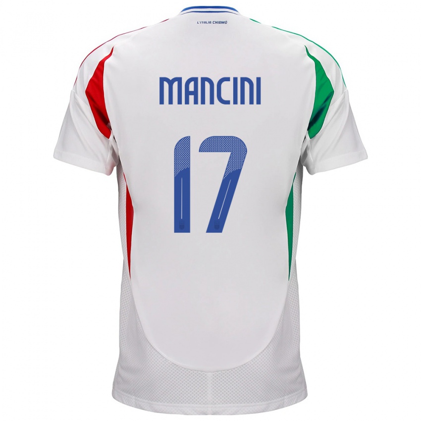 Kinder Italien Gianluca Mancini #17 Weiß Auswärtstrikot Trikot 24-26 T-Shirt Schweiz