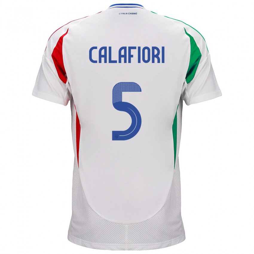 Kinder Italien Riccardo Calafiori #5 Weiß Auswärtstrikot Trikot 24-26 T-Shirt Schweiz