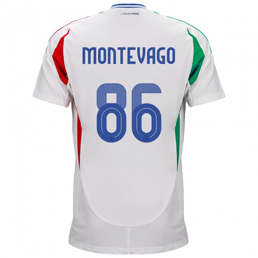 Kinder Italien Daniele Montevago #86 Weiß Auswärtstrikot Trikot 24-26 T-Shirt Schweiz