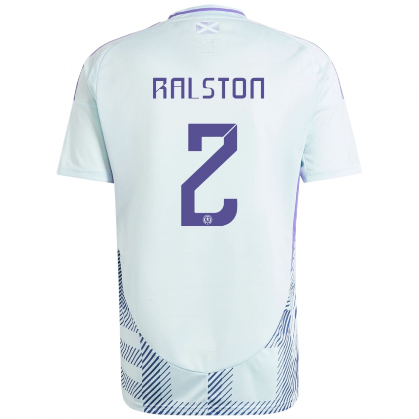 Kinder Schottland Anthony Ralston #2 Helles Mintblau Auswärtstrikot Trikot 24-26 T-Shirt Schweiz