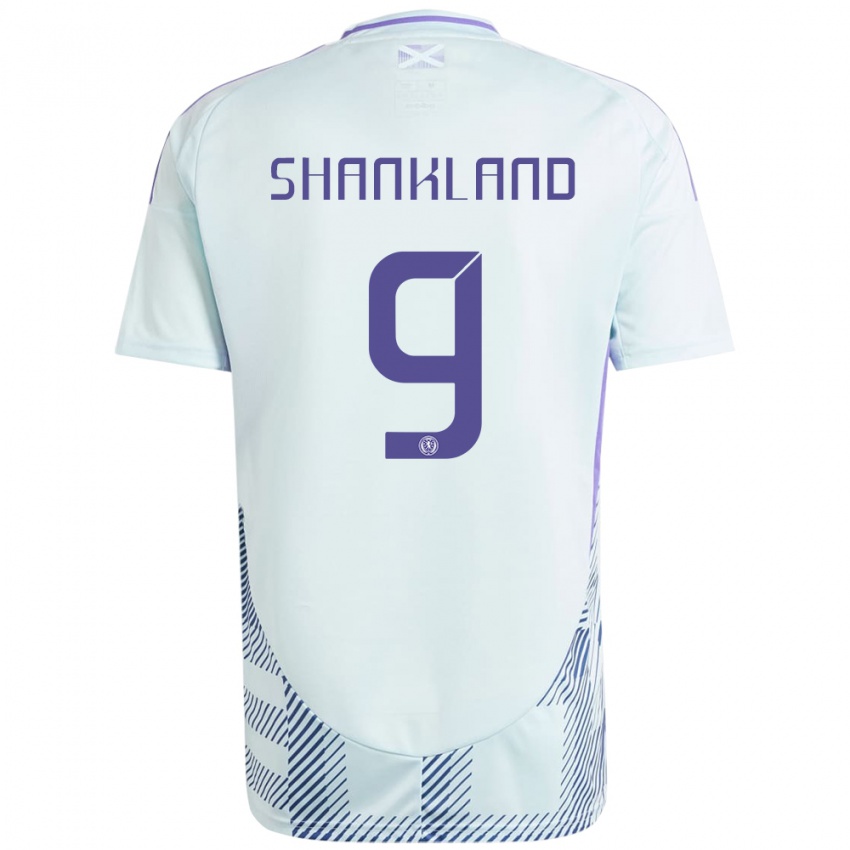 Kinder Schottland Lawrence Shankland #9 Helles Mintblau Auswärtstrikot Trikot 24-26 T-Shirt Schweiz