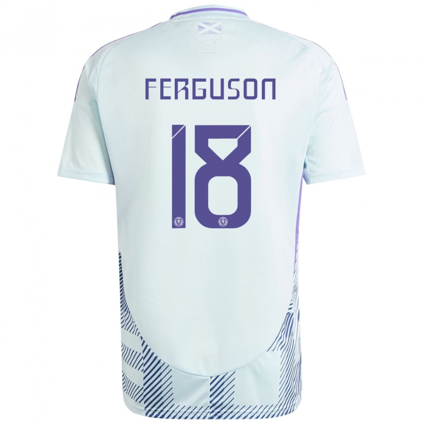 Kinder Schottland Lewis Ferguson #18 Helles Mintblau Auswärtstrikot Trikot 24-26 T-Shirt Schweiz