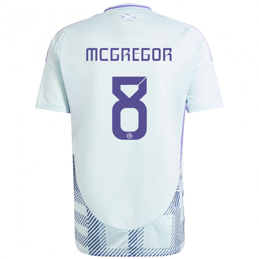 Kinder Schottland Callum Mcgregor #8 Helles Mintblau Auswärtstrikot Trikot 24-26 T-Shirt Schweiz