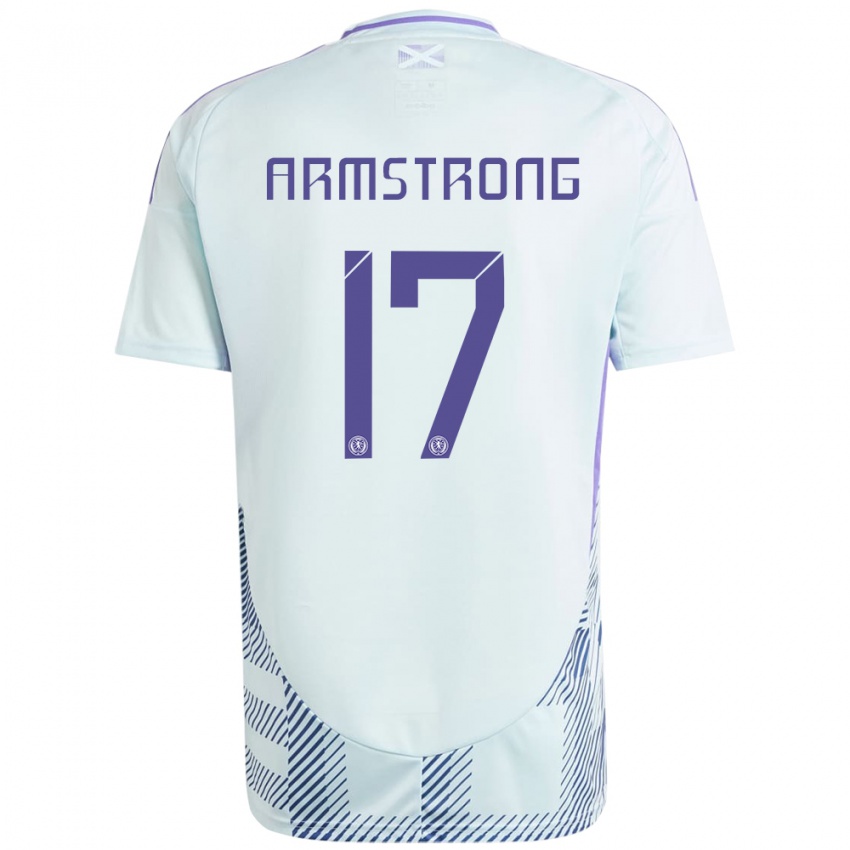 Kinder Schottland Stuart Armstrong #17 Helles Mintblau Auswärtstrikot Trikot 24-26 T-Shirt Schweiz