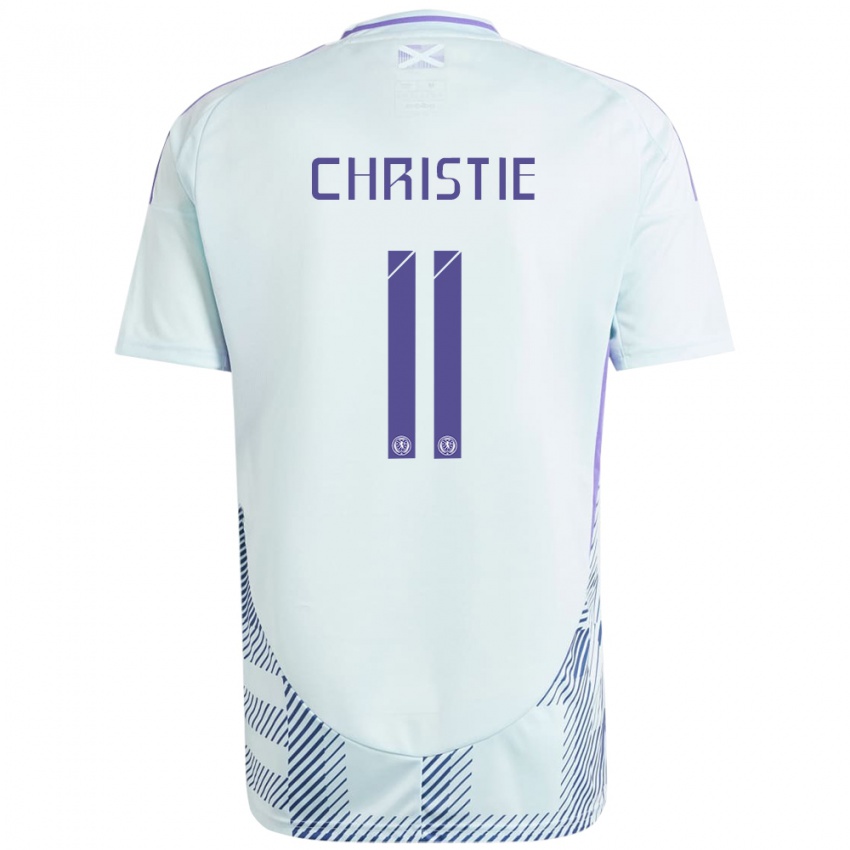 Kinder Schottland Ryan Christie #11 Helles Mintblau Auswärtstrikot Trikot 24-26 T-Shirt Schweiz