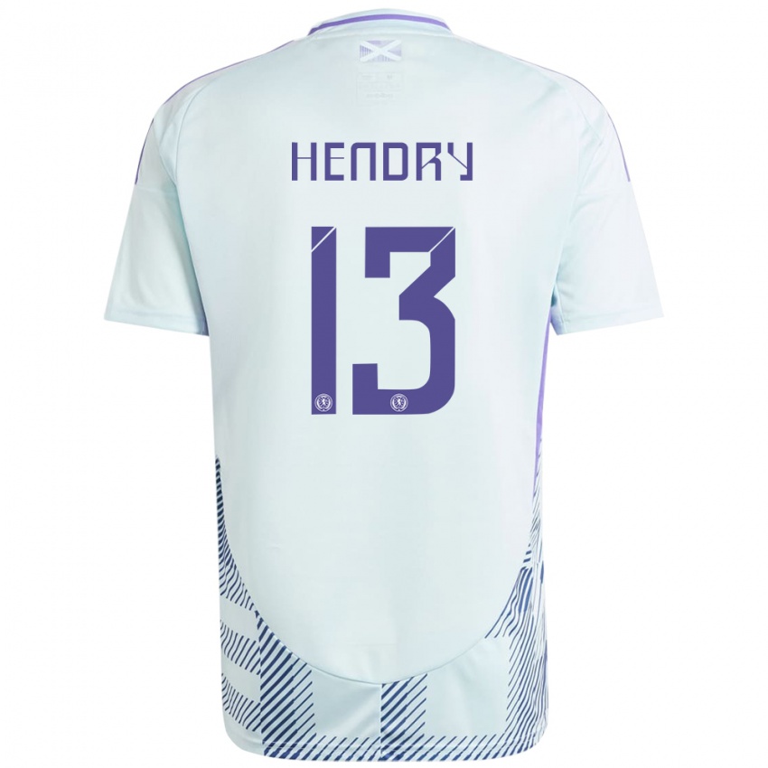 Kinder Schottland Jack Hendry #13 Helles Mintblau Auswärtstrikot Trikot 24-26 T-Shirt Schweiz