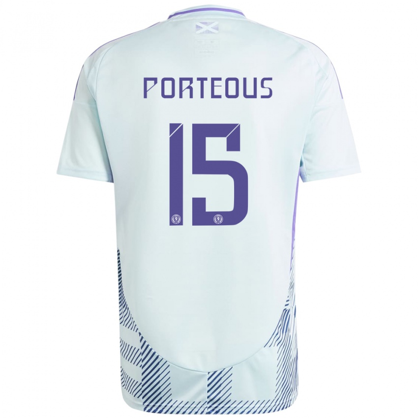 Kinder Schottland Ryan Porteous #15 Helles Mintblau Auswärtstrikot Trikot 24-26 T-Shirt Schweiz