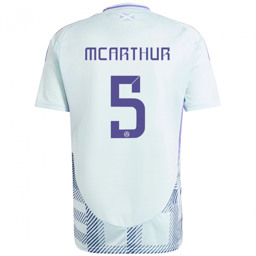 Kinder Schottland Charlie Mcarthur #5 Helles Mintblau Auswärtstrikot Trikot 24-26 T-Shirt Schweiz