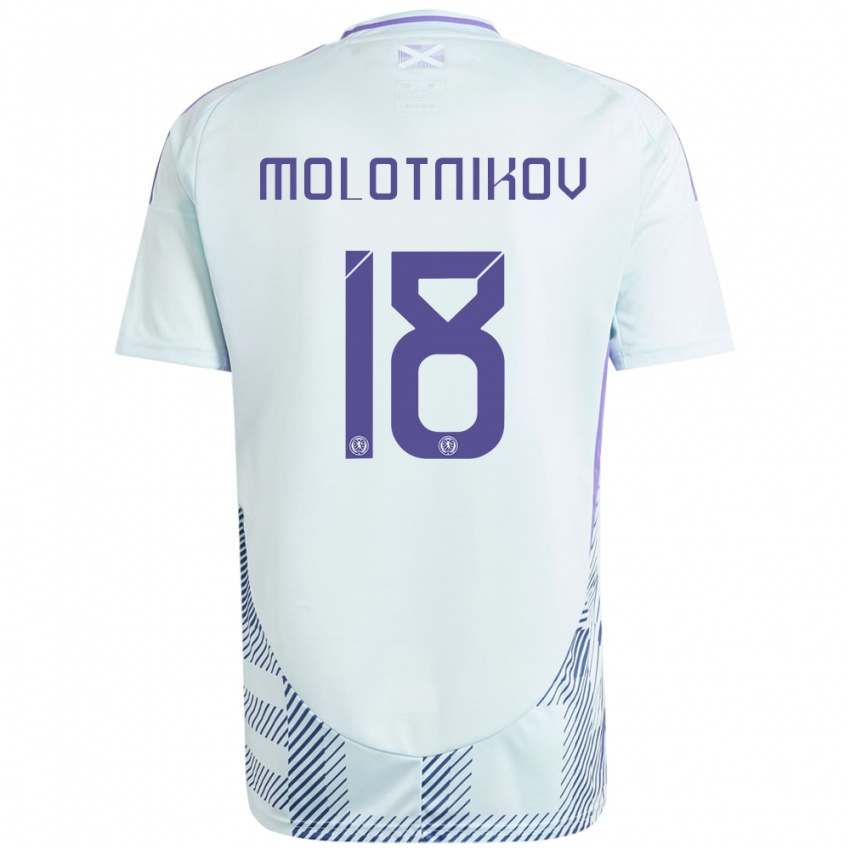 Kinder Schottland Rudi Molotnikov #18 Helles Mintblau Auswärtstrikot Trikot 24-26 T-Shirt Schweiz