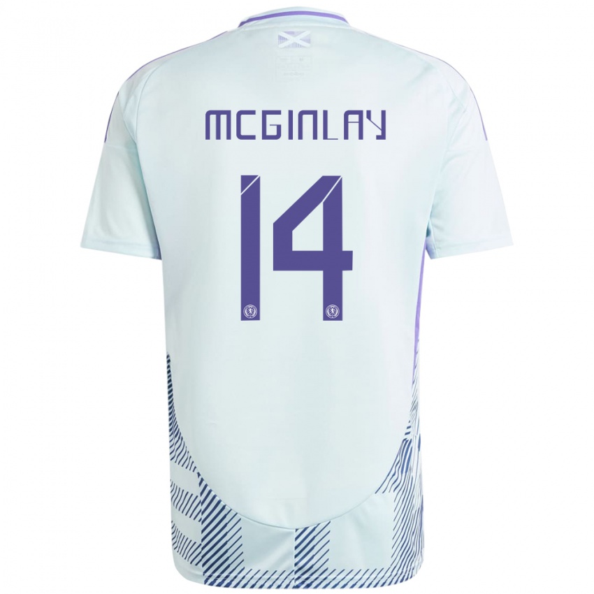 Kinder Schottland Aiden Mcginlay #14 Helles Mintblau Auswärtstrikot Trikot 24-26 T-Shirt Schweiz