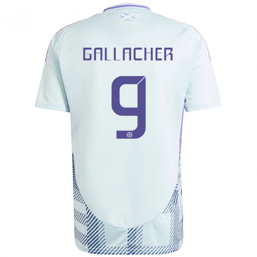 Kinder Schottland Amy Gallacher #9 Helles Mintblau Auswärtstrikot Trikot 24-26 T-Shirt Schweiz