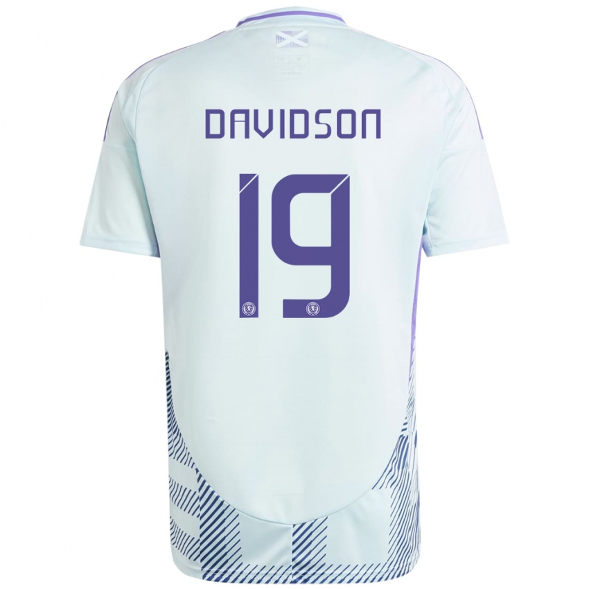 Kinder Schottland Lauren Davidson #19 Helles Mintblau Auswärtstrikot Trikot 24-26 T-Shirt Schweiz