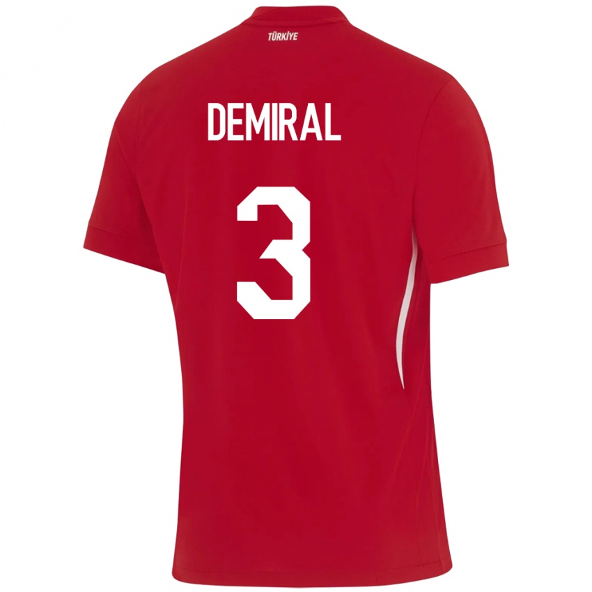 Kinder Türkei Merih Demiral #3 Rot Auswärtstrikot Trikot 24-26 T-Shirt Schweiz