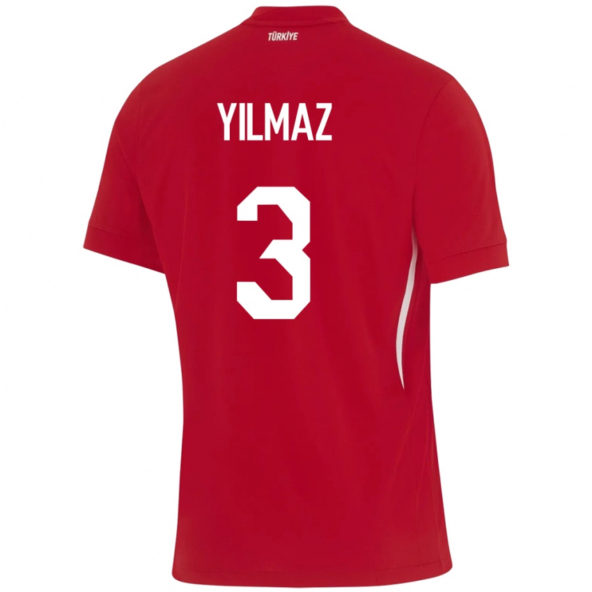 Kinder Türkei Berkay Yılmaz #3 Rot Auswärtstrikot Trikot 24-26 T-Shirt Schweiz