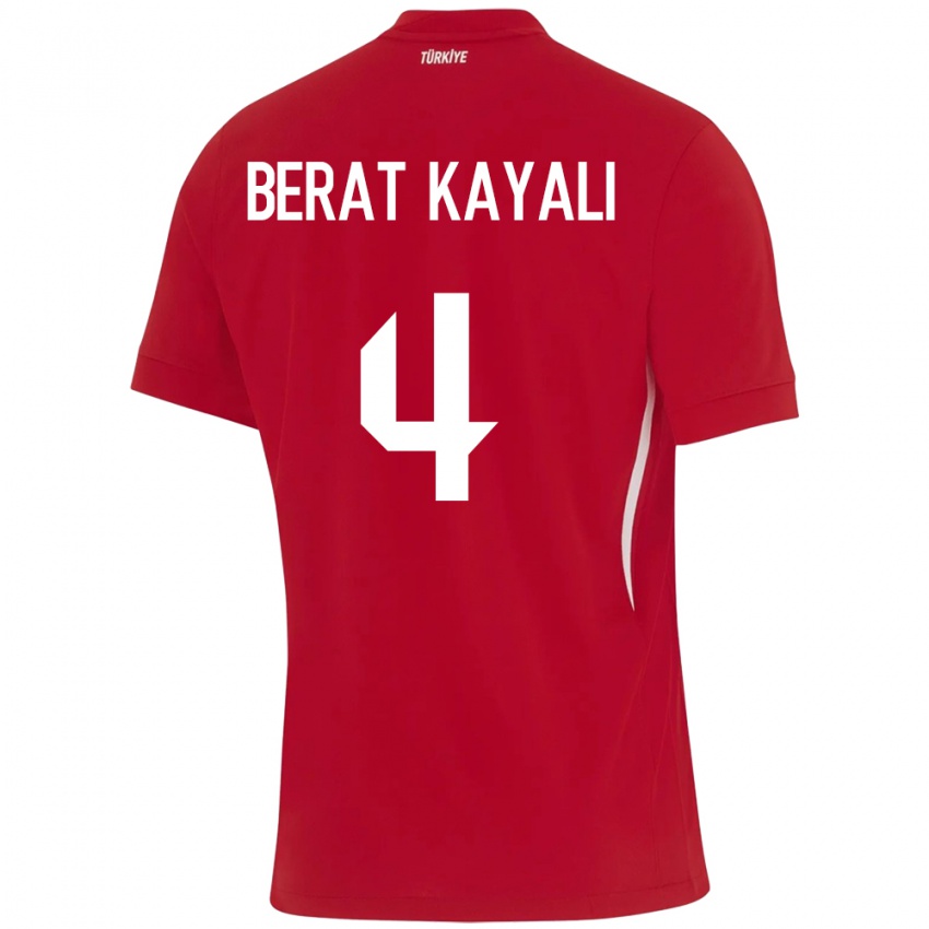 Kinder Türkei Hasan Berat Kayalı #4 Rot Auswärtstrikot Trikot 24-26 T-Shirt Schweiz