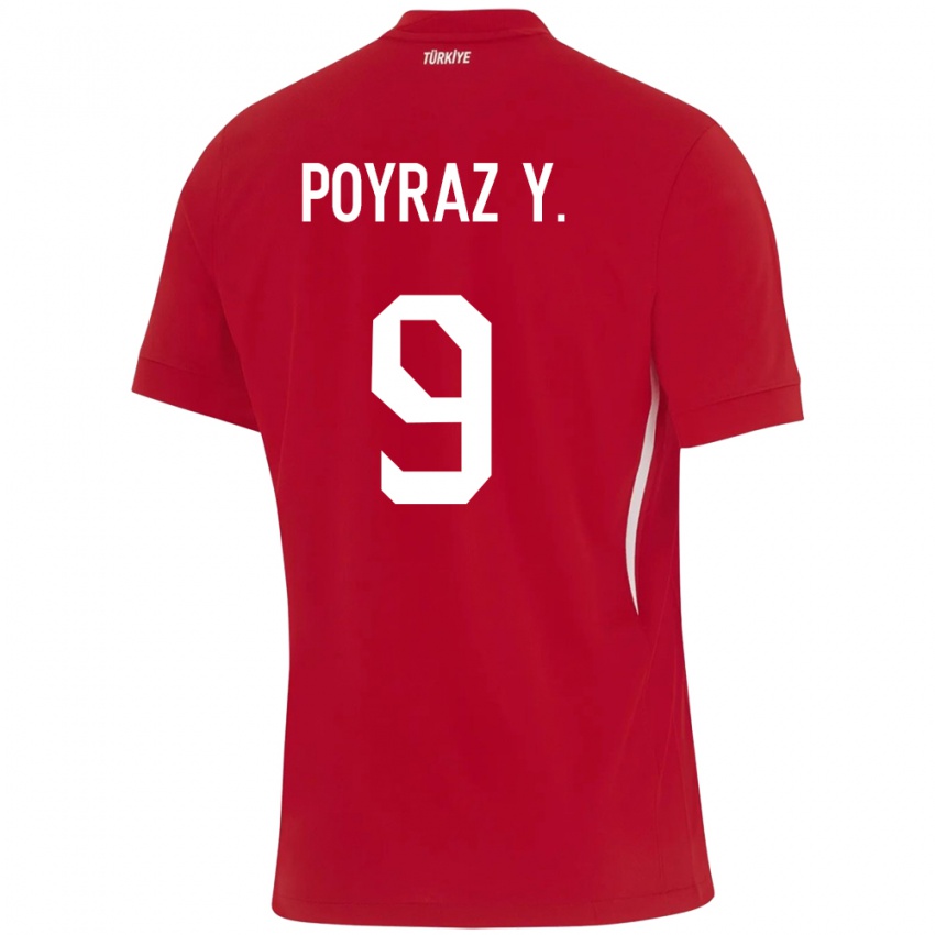 Kinder Türkei Poyraz Yıldırım #9 Rot Auswärtstrikot Trikot 24-26 T-Shirt Schweiz