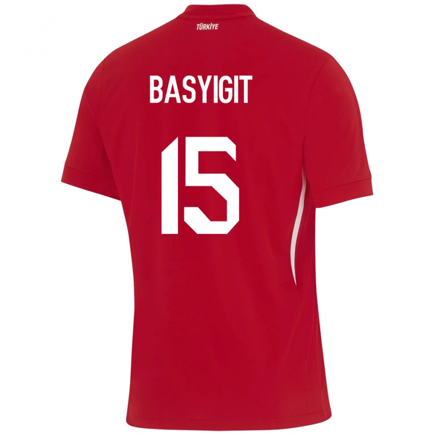 Kinder Türkei Emirhan Başyiğit #15 Rot Auswärtstrikot Trikot 24-26 T-Shirt Schweiz