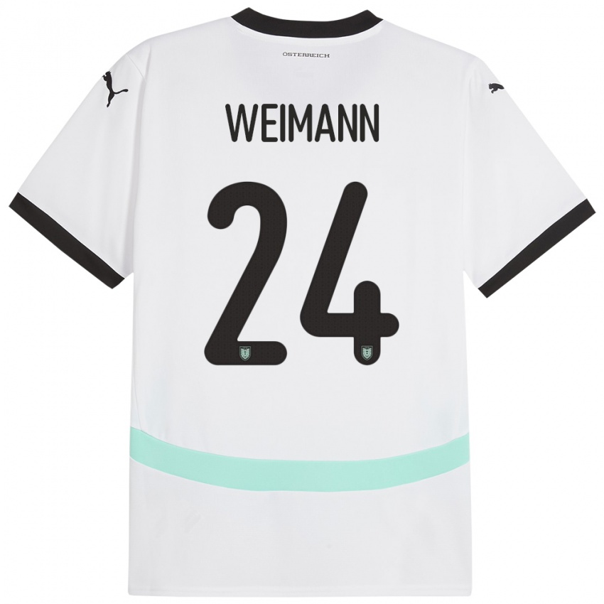 Kinder Österreich Andreas Weimann #24 Weiß Auswärtstrikot Trikot 24-26 T-Shirt Schweiz