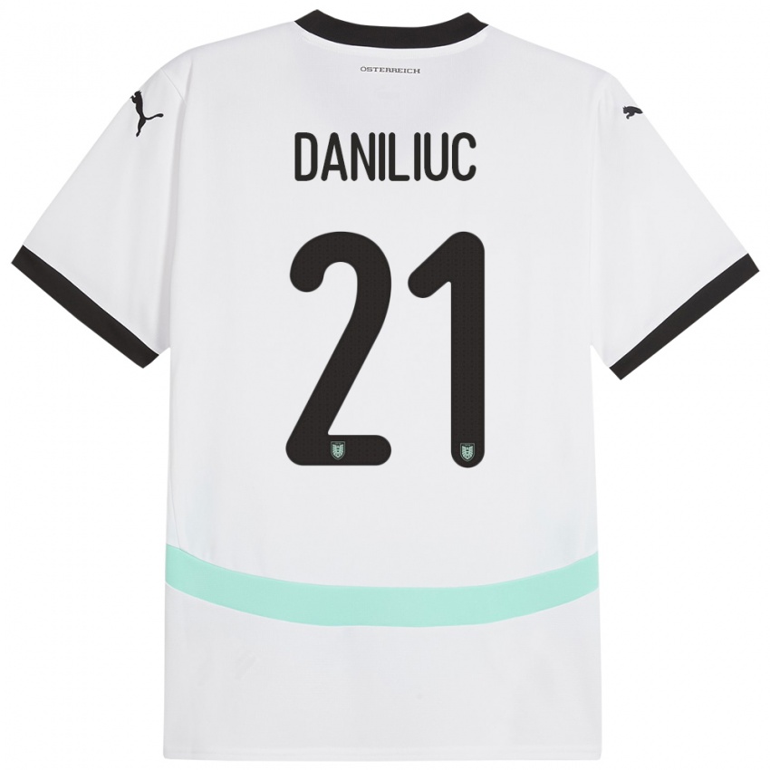 Kinder Österreich Flavius Daniliuc #21 Weiß Auswärtstrikot Trikot 24-26 T-Shirt Schweiz