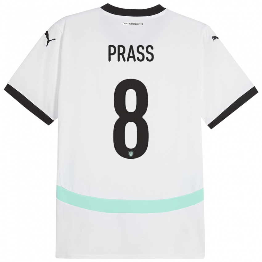 Kinder Österreich Alexander Prass #8 Weiß Auswärtstrikot Trikot 24-26 T-Shirt Schweiz