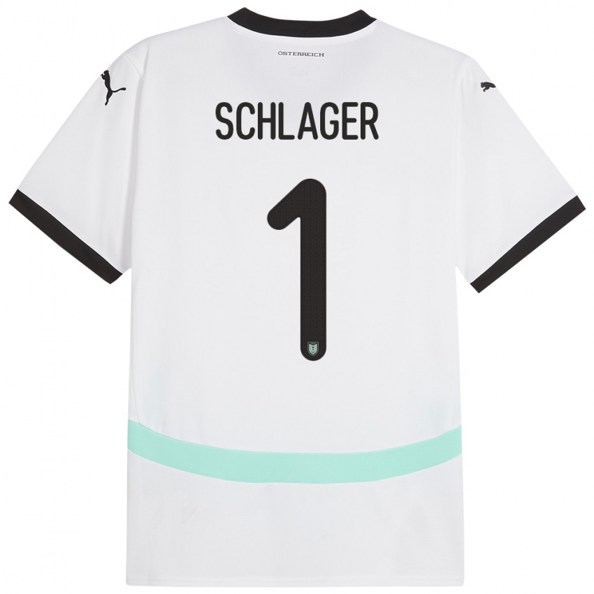 Kinder Österreich Alexander Schlager #1 Weiß Auswärtstrikot Trikot 24-26 T-Shirt Schweiz