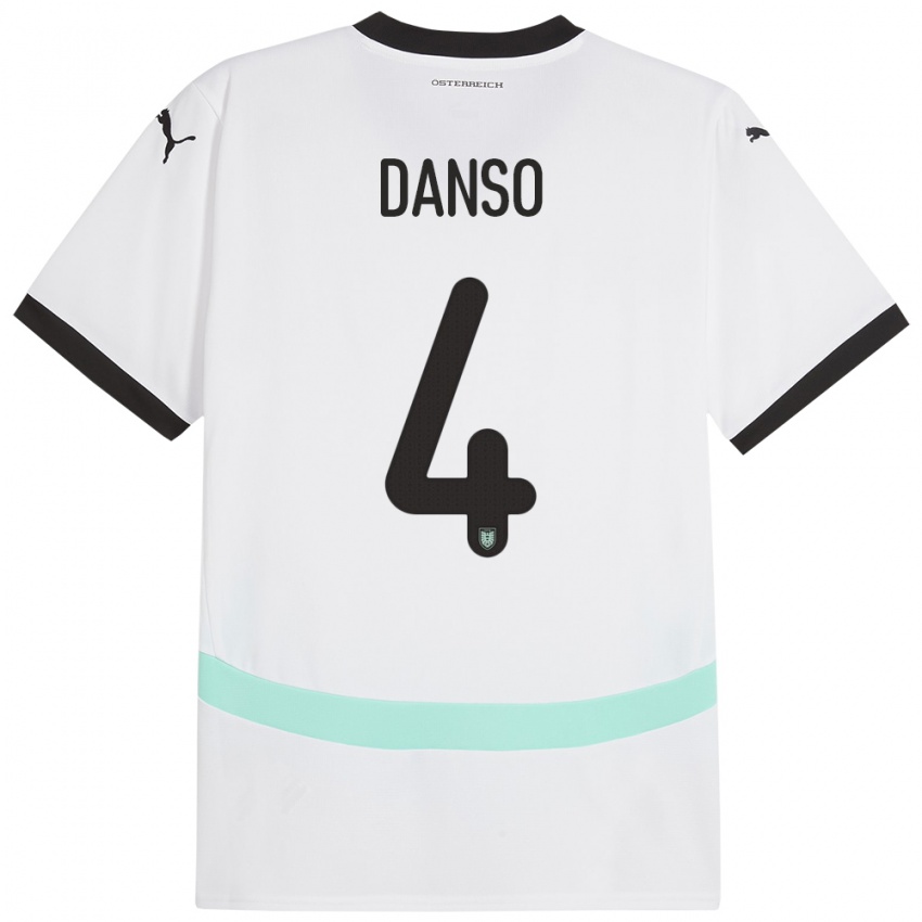 Kinder Österreich Kevin Danso #4 Weiß Auswärtstrikot Trikot 24-26 T-Shirt Schweiz