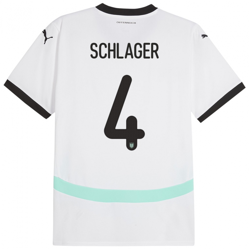 Kinder Österreich Xaver Schlager #4 Weiß Auswärtstrikot Trikot 24-26 T-Shirt Schweiz