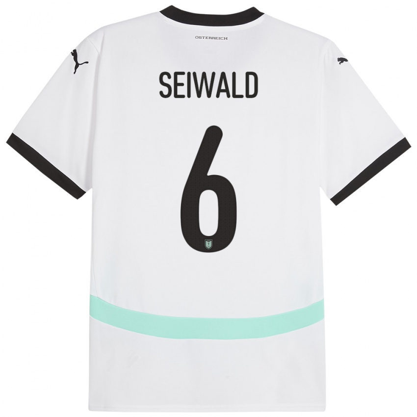 Kinder Österreich Nicolas Seiwald #6 Weiß Auswärtstrikot Trikot 24-26 T-Shirt Schweiz