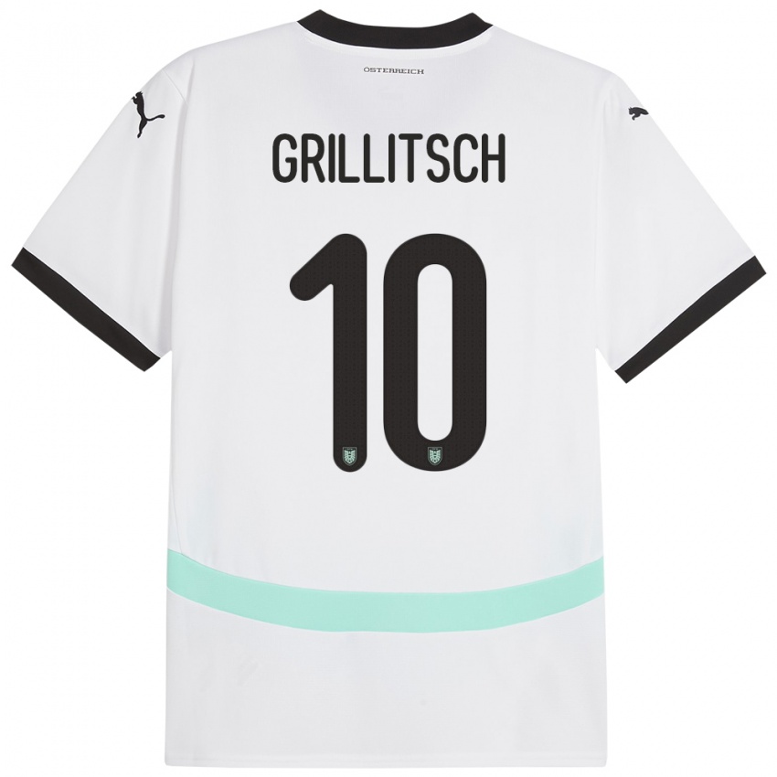 Kinder Österreich Florian Grillitsch #10 Weiß Auswärtstrikot Trikot 24-26 T-Shirt Schweiz