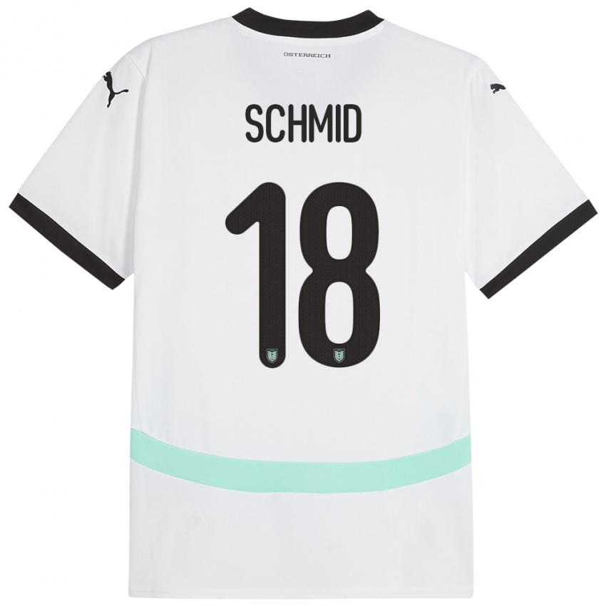 Kinder Österreich Romano Schmid #18 Weiß Auswärtstrikot Trikot 24-26 T-Shirt Schweiz