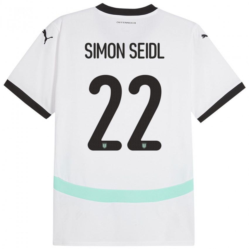 Kinder Österreich Simon Seidl #22 Weiß Auswärtstrikot Trikot 24-26 T-Shirt Schweiz