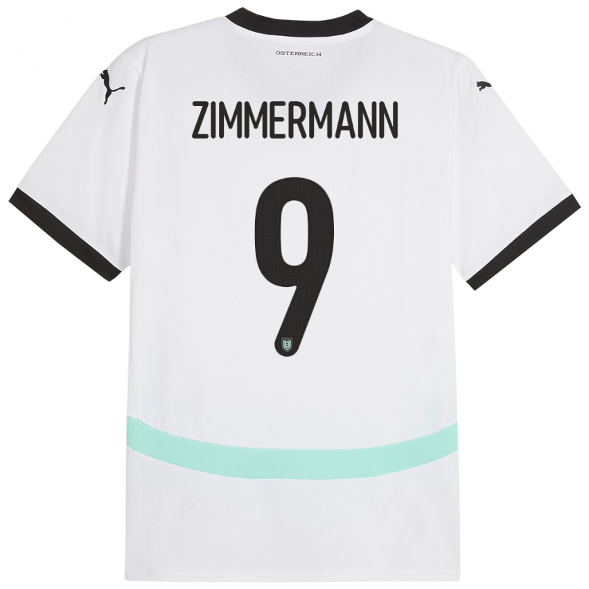 Kinder Österreich Bernhard Zimmermann #9 Weiß Auswärtstrikot Trikot 24-26 T-Shirt Schweiz